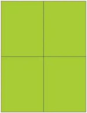 TAPE LOGIC LL183GN Rectangle Laser Labels,4 1/4"x5 1/2",Fl Green,PK400