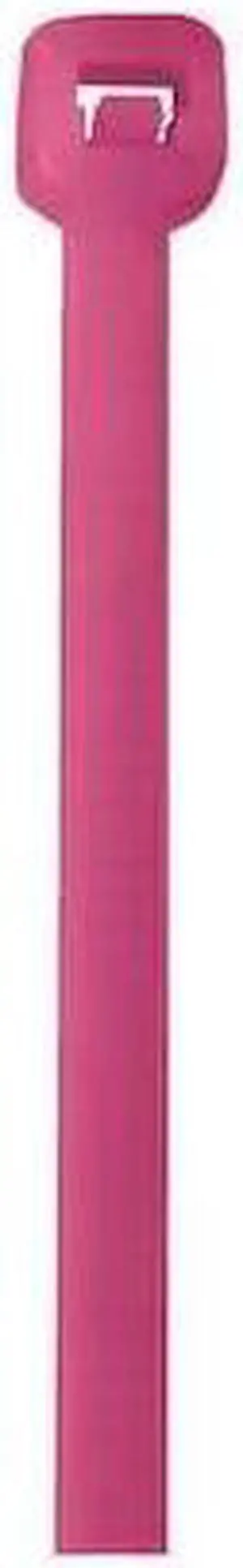 PARTNERS BRAND CT185L Cable Tie, 18 in L, Fluorescent Pink, 50 lb Strength, 500