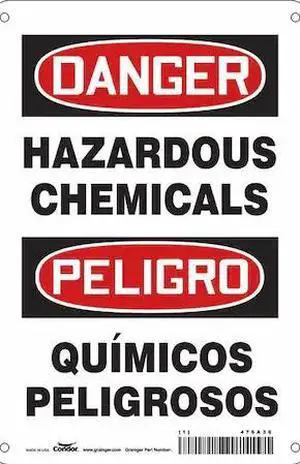 CONDOR 476A36 Chemical Sign, 10 in H, 7 in W, Horizontal Rectangle, English,