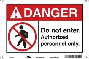 CONDOR 472N62 Safety Sign, 7 in Height, 10 in Width, Aluminum, Vertical