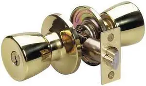 MASTER LOCK TU0103KA4 Knob Lockset,Tulip Style,Polished Brass
