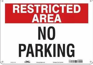 CONDOR 478D20 Restricted Area No Parking Sign,10"x14, 478D20