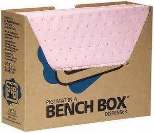 PIG MAT3510 Absorbent Mat Pad, Absorbs 10 gal. Chemical, Hazmat, PK 100 ,Pink