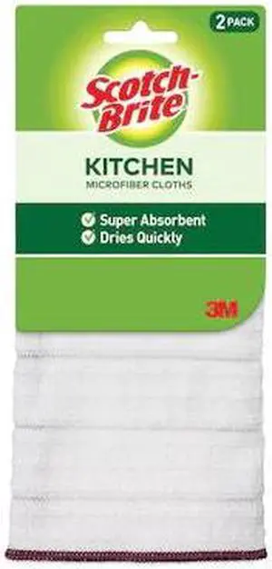 SCOTCH-BRITE 9032-2 Kitchen Cleaning Cloth, Microfiber, White, PK24