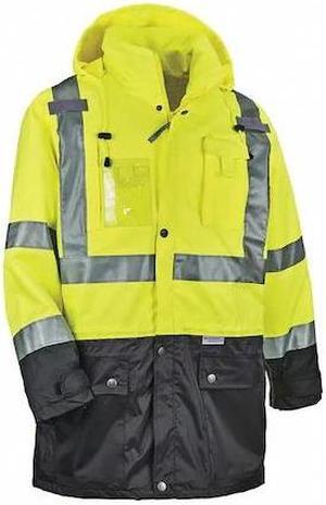 ERGODYNE 8386 Hi-Vis Jacket, 300D Oxford Polyester Outer Shel, Class 3 Type R,