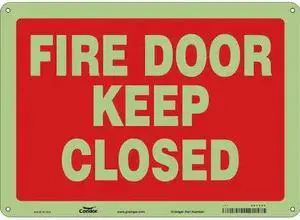 CONDOR 467T24 Safety Sign Emergency Exit, Glow Vinyl, 14 in W, 10 in H, FIRE