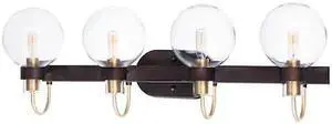 MAXIM 30514CLBZSBR Bauhaus 4-Light 33" Wide Bronze / Satin Brass Vanity Light
