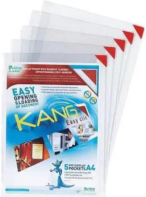 TARIFOLD P194750 Sign Holder,Clear,9/32 in H,Adhesive,PK5