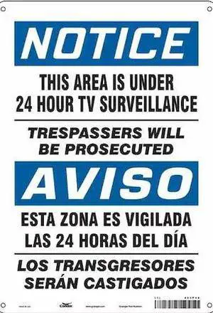 CONDOR 453P48 Security Sign, 14 in Height, 10 in Width, Aluminum, Vertical