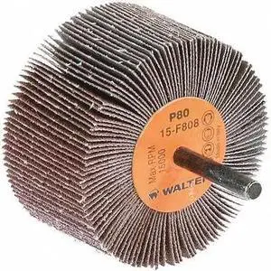 WALTER SURFACE TECHNOLOGIES 15F808 Flap Wheel,1/4" Shaft,3"x1.5" 80gr