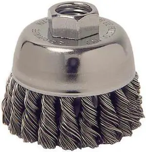 WEILER 13015 2-3/4" Single Row Knot Wire Cup Brush .014" Steel Fill M10x1.25 Nut
