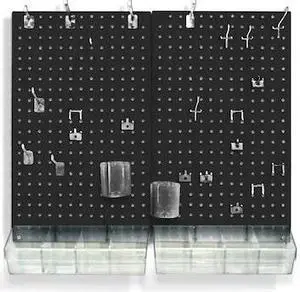 AZAR DISPLAYS 900945-BLK 70-Piece Pegboard Organizer Kit (2- 13.5" x 22")