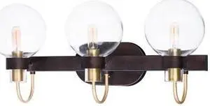 MAXIM 30513CLBZSBR Bauhaus 3-Light 23" Wide Bronze / Satin Brass Vanity Light