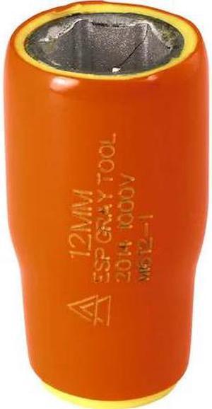 GRAY TOOLS M612-I 12mm X 1/4" Drive, 6 Point Standard Length, 1000V Insulated