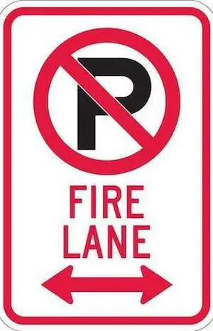 LYLE T1-1059-EG_12x18 Fire Lane Parking Sign, 18 in H, 12 in W, Aluminum,