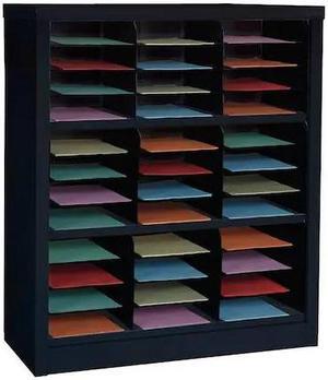 ZORO SELECT 5CRY2 Horizontal Literature Organizer 36 Compartments, Black