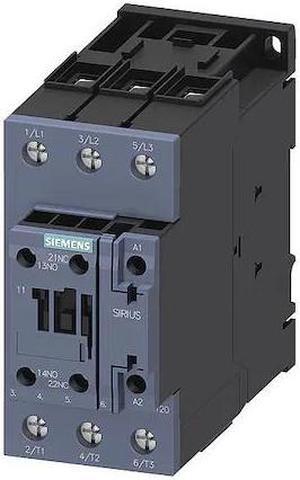 SIEMENS 3RT20361AK60 IEC Magnetic Contactor, 3 Poles, 110/120 V AC, 52 A,