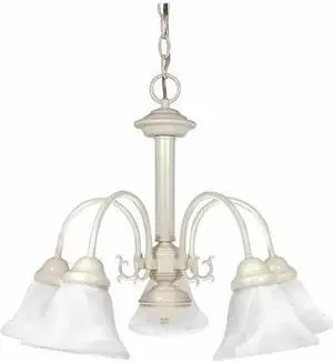 NUVO 60-187 Ballerina 5-Light 24 in. Chandelier with Alabaster Glass Bell Shades