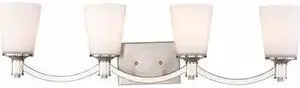 NUVO 60-5874 Laguna 4 Light Vanity Brushed Nickel White Glass Brushed Nic