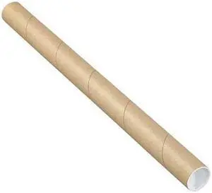 PARTNERS BRAND P1526K Mailing Tubes with Caps, 1 1/2" x 26", Kraft, PK50