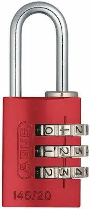 Combination Padlock, Resettable Side-Dial Location, 7/8" Shackle Height, Red