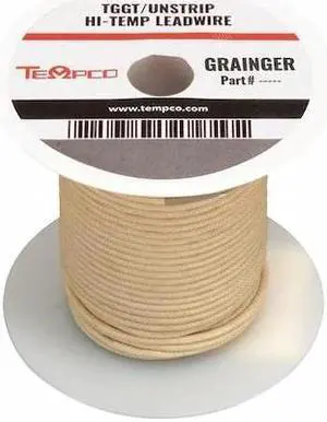 TEMPCO LDWR-1047 High Temp Lead Wire, TGGT, 16 AWG, Natural, 250 ft
