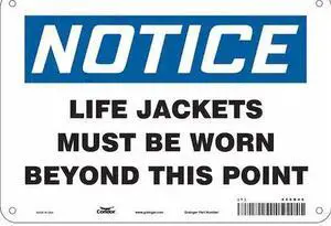 CONDOR 466R46 Safety Sign, 7 in Height, 10 in Width, Aluminum, Vertical