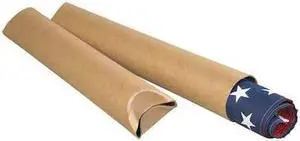 PARTNERS BRAND S4036K Crimped End Mailing Tubes, 4" x 36", Kraft, PK15
