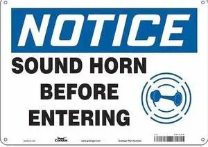 CONDOR 477H98 Safety Sign, 10 in Height, 14 in Width, Aluminum, Horizontal