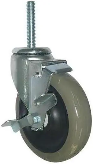 ZORO SELECT 20TM29 Swivl Stem Caster,Poly,5 in.,300 lb.,Gry