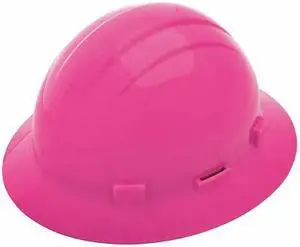 ERB SAFETY 19269 Full Brim Hard Hat, Type 1, Class E, Ratchet (4-Point), Hi-Vis