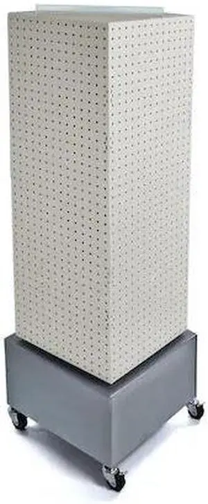 AZAR DISPLAYS 701415-WHT Four-Sided Pegboard Floor Wheeled base Display Panel