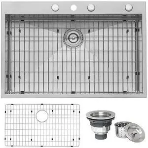 ruvati 33 x 22 inch dropin topmount 16 gauge zeroradius stainless steel kitchen sink single bowl  rvh8001