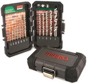 MIBRO 895080 12-Piece Super Masonry Slow-Spiral Rotary Drill Bit Set