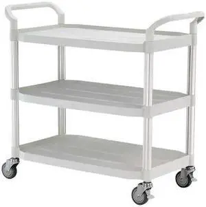 ZORO SELECT 35KT26 Dual-Handle Utility Cart with Lipped Plastic Shelves, 400 lb