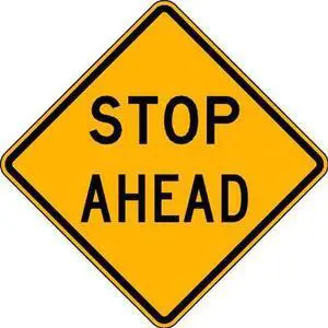 LYLE LW3-1A-30HA Traffic Sign,30 x 30In,BK/YEL,Stop Ahead