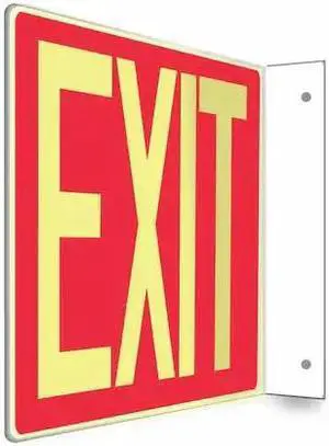CONDOR 480W80 Exit Sign, Plastic, 12" W, 8" H, Exit, Red