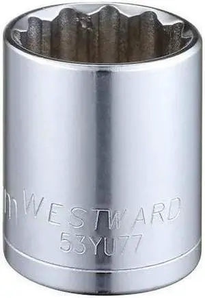 WESTWARD 53YU77 1/2" Drive, Metric Socket, 26mm Socket Sz, 12 Pts