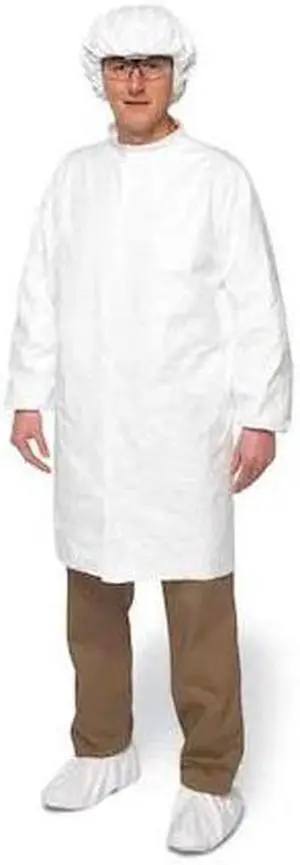DUPONT IC263SWHLG00300B Tyvek IsoClean Disposable Lab Coat, Tyvek(R)