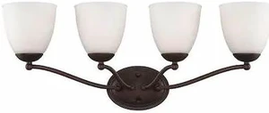 NUVO 60-5134 Patton 4 Light Vanity Fixture Frosted Glass Prairie Bronze NUVO 60-5134 Patton 4 Light Vanity Fixture Frosted Glass Prairie Bronze