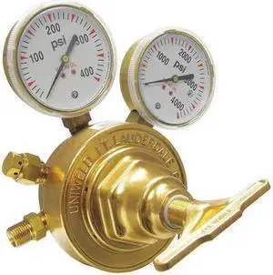 UNIWELD RV8010 Stage Regulator, Oxygen, Single Stage, 0.908"-14 Inlet, 9/16"-18
