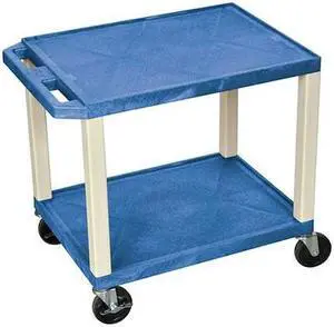 ZORO SELECT WT26BU Utility Cart with Lipped Plastic Shelves, Thermoplastic