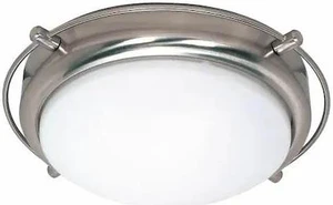 NUVO 60-608 Polaris 2-Light 14 in. Flush Mount with Satin Frosted Glass Shades NUVO 60-608 Polaris 2-Light 14 in. Flush Mount with Satin Frosted Glass Shades