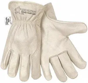 MCR SAFETY 3224XL Leather Drivers Gloves, Shirred Slip-On Cuff, Wing Thumb,