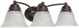 NUVO 60-346 Empire 3 Light 21 in. Vanity Alabaster Glass Bell Shades Old NUVO 60-346 Empire 3 Light 21 in. Vanity Alabaster Glass Bell Shades Old