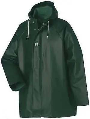 HELLY HANSEN 70300_490-3XL Rain Jacket with Hood, Green, 3XL, Material: PVC