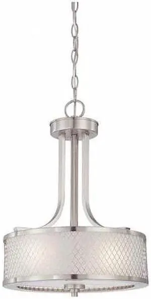 NUVO 60-4686 Fusion 3 Light Pendant Frosted Glass Brushed Nickel