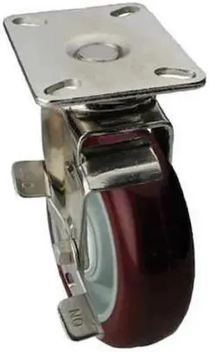 ZORO SELECT 33H714 Swivel NSF-Listed Plate Cstr w/Brke,NSF-Listed Plate Type A