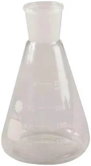 LAB SAFETY SUPPLY 5YHR2 Conical Flask,Ground Mouth,250 mL,PK12