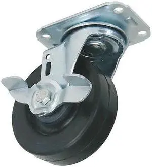 ZORO SELECT 5UX76 Swivel Plate Caster,Rubber,4 in.,165 lb.